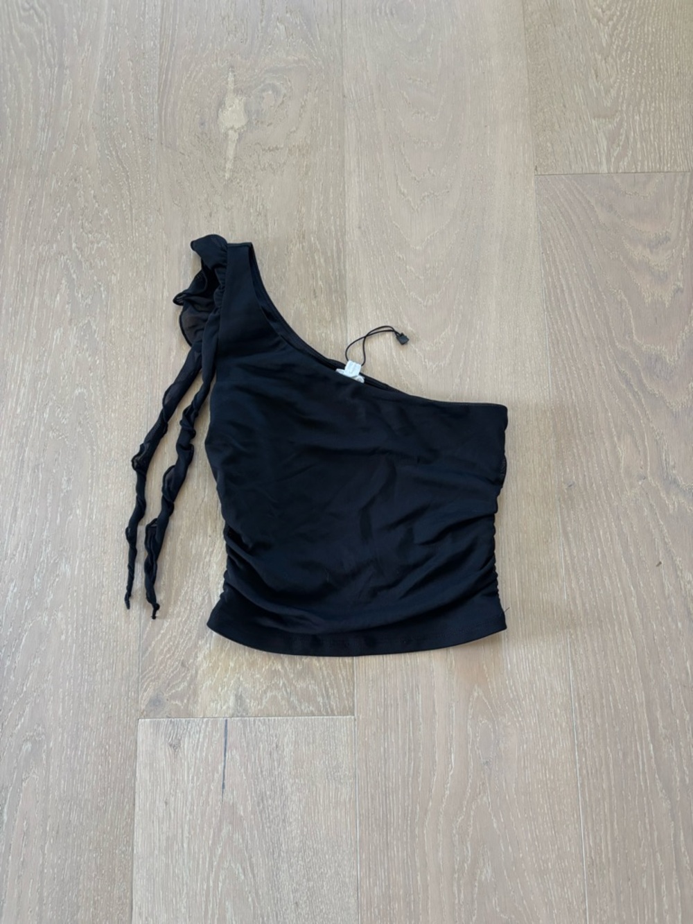 Garage One-Shoulder Black Crop Top